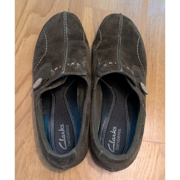 Clarks Women Bendables Sixty Delta Loafers Brown Suede Slip On Flat 7.5M - Picture 5 of 9